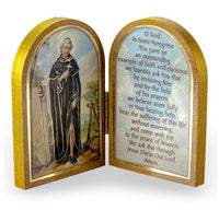 St. Peregrine Diptych Standing Plaque with Prayer - Patron of Cancer Sufferers