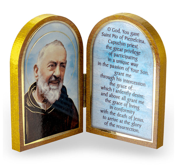 St. Padre Pio Diptych Standing Plaque with Prayer - Patron for Stress Relief 1204-523 Hirten