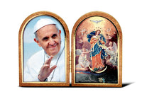 Our Lady Udoer of Knots & Pope Francis Wood Bi-Fold Standing Plaque