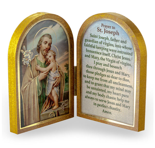 St. Joseph Diptych Standing Plaque with Prayer - Patron of Fathers & Families