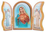 Immaculate Heart of Mary Standing Wood Triptych 5"x3.5"