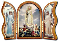 Our Lady of Fatima & Visionaries Standing Wood Triptych 5"x3.5" Hirten 1205-228