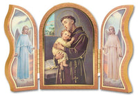St. Anthony of Padua Standing Wood Triptych 5"x3.5"