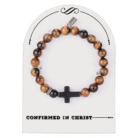 Boy's Confirmation Cross Stone & Cord Bracelet 6.5" Roman 12786