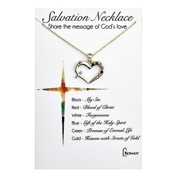 Salvation Heart & Cross Necklace Pendant Roman 13523