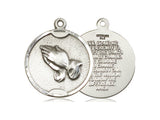 Sterling Silver Serenity Prayer & Praying Hands Medal on 20" Chain by Bliss