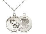 Sterling Silver Serenity Prayer & Praying Hands Medal on 20" Chain by Bliss