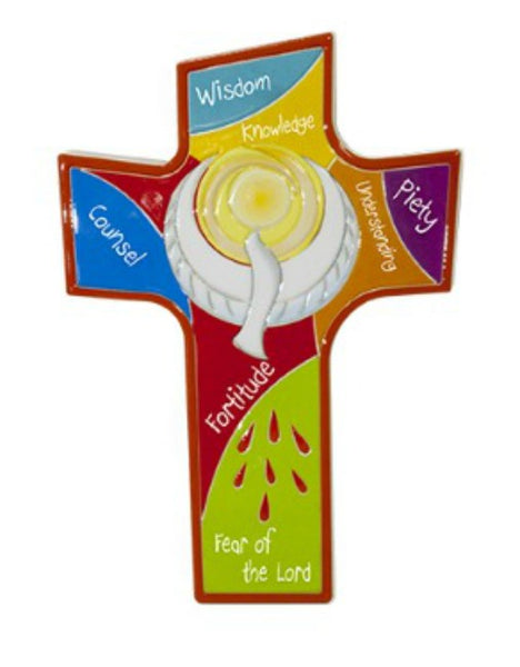 Gifts of the Holy Spirit Wall Cross 5.5" - MADE IN ITALY Confirmation 2381/k161