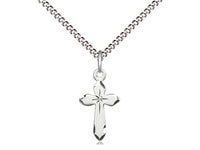 Sterling Silver Cross with Etched Starburst Pendant on a 18" Chain Bliss