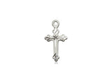 Sterling Silver Etched Cross Pendant on a 18 inch Light Rhodium Chain