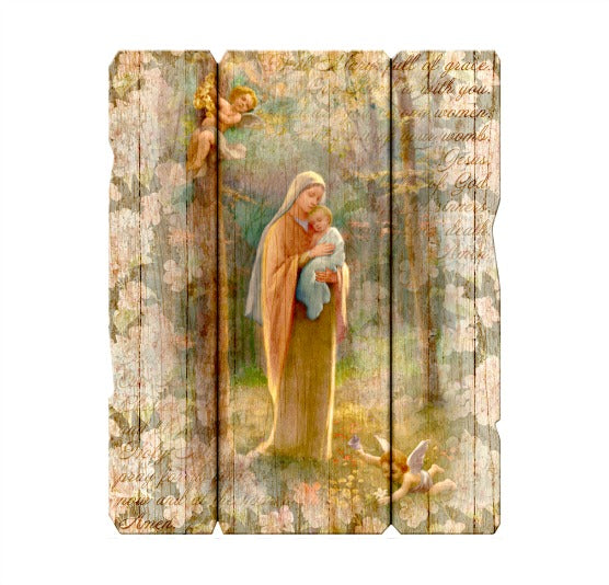 Madonna of the Woods Wood Wall Plaque by Fratelli Bonella Made in Italy