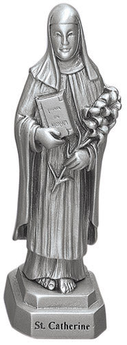 St. Catherine of Siena 3.5" Pewter Statue - Made in USA!