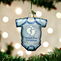Blue Baby One Piece Outfit Old World Christmas Ornament - Boy