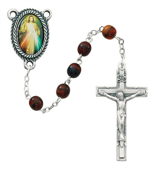 6MM Red Divine Mercy Rosary - Boxed - By McVan 363R