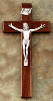 Walnut Sign Language Wall Crucifix for Deaf Hearing Impaired Jeweled Cross