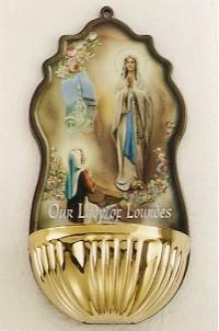 Our Lady of Lourdes & St. Bernadette Plastic Holy Water Font