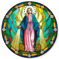 Our Lady of Grace Stained Glass Suncatcher Sticker Window Cling