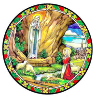 Our Lady of Lourdes Stained Glass Suncatcher Sticker Window Cling
