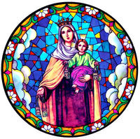Our Lady of Mount Carmel Stained Glass Suncatcher Sticker Window Cling