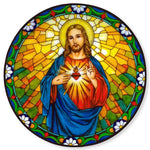 Jesus, Sacred Heart Stained Glass Suncatcher Sticker Window Cling