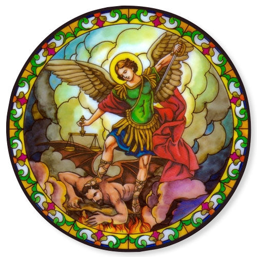 St. Michael the Archangel Stained Glass Suncatcher Sticker Window Cling