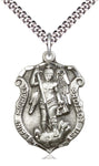 Sterling Silver St. Michael the Archangel Shield on 24" Chain For Male by Bliss