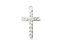 Sterling Silver Etched Cross Pendant on a 18" Chain 5669SS/18S