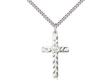 Sterling Silver Etched Cross Pendant on a 18" Chain 5669SS/18S