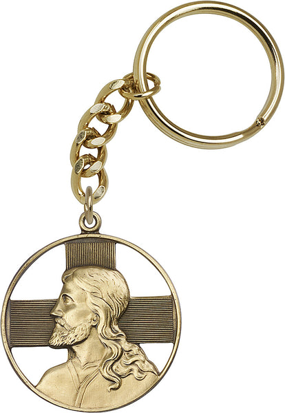 Gold Oxide Jesus Christ Profile Key Ring Keychain By Bliss MADE USA
