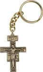 Gold Oxide San Damiano Crucifix Key Ring Keychain NEW By Bliss MADE USA