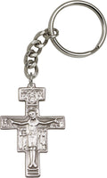 Pewter San Damiano Crucifix Key Ring Keychain NEW By Bliss MADE USA