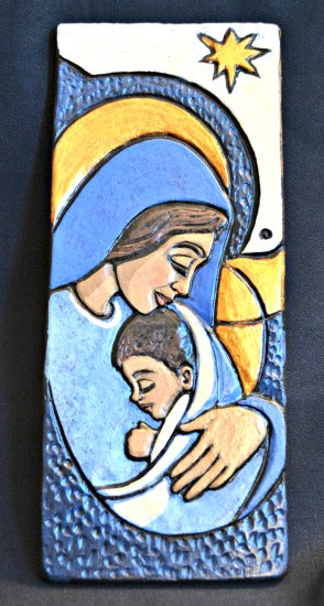 Madonna & Baby Jesus Ceramic Handcrafted Tile Plaque BY Sisters of St. Francis