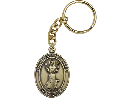 St. Francis of Assisi Gold Oxide Key Ring Keychain By Bliss MADE USA