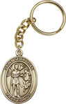 St. Sebastian Gold Oxide Key Ring Keychain By Bliss MADE USA