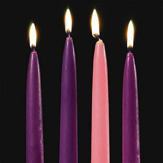 10" Taper Advent Candle Set - 3 Purple 1 Pink by Abbey Press