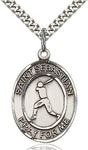 Sterling Silver St. Sebastian Baseball Sports Oval Medal by Bliss Patron of Athletes