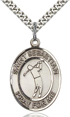 Sterling Silver St. Sebastian Golf Sports Oval Medal by Bliss Patron of Athletes