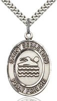 Sterling Silver St. Sebastian Swimming Sports Oval Medal by Bliss Patron of Athletes