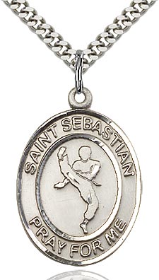 Sterling Silver St. Sebastian Martial Arts Sports Oval Medal by Bliss Patron of Athletes