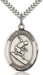 Sterling Silver St. Sebastian Surfing Sports Oval Medal by Bliss Patron of Athletes