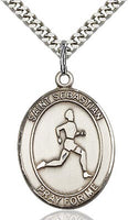 Sterling Silver St. Sebastian Track & Field Sports Oval Medal by Bliss Patron of Athletes