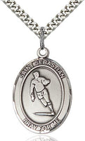 Sterling Silver St. Sebastian Rugby Sports Oval Medal by Bliss Patron of Athletes