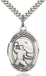 Sterling Silver St. Sebastian Football Sports Oval Medal by Bliss Patron of Athletes