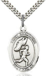 Sterling Silver St. Sebastian Track Male Sports Oval Medal by Bliss Patron of Athletes