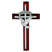 Confirmation Wood & Metal Wall Cross With Dove - Made in USA McVan