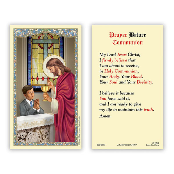 First Commnion Boy Laminated Prayer Holy Card - 25/pack by Ambrosiana