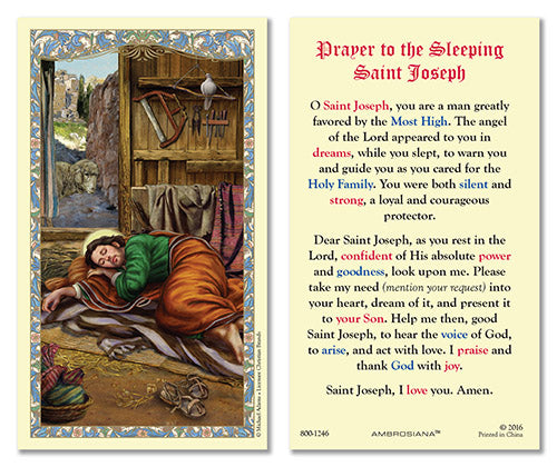 Prayer to the Sleeping St. Joseph Laminated Card