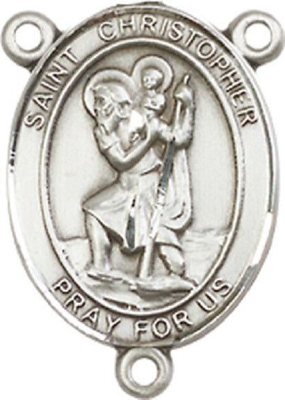 Pewter Saint Christopher Rosary Centerpiece ONLY - Make Your Own Rosary