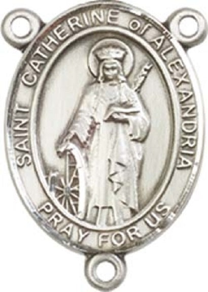 Sterling Silver Saint Catherine of Alexandria Rosary Centerpiece ONLY - Make Your Own Rosary