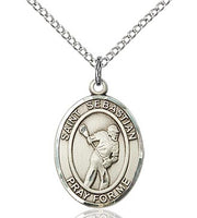 Sterling Silver St. Sebastian Lacrosse Sports Oval Medal by Bliss Patron of Athletes